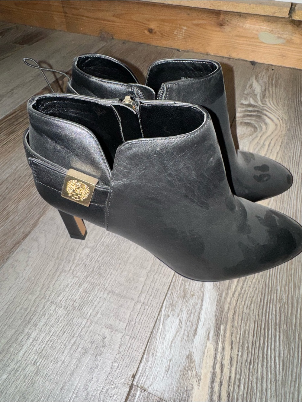 Vince camuto Black Women's Ankle Booties with Gold Accent